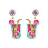 Cocktail Dangle earrings in Bright Pinks and Blues
